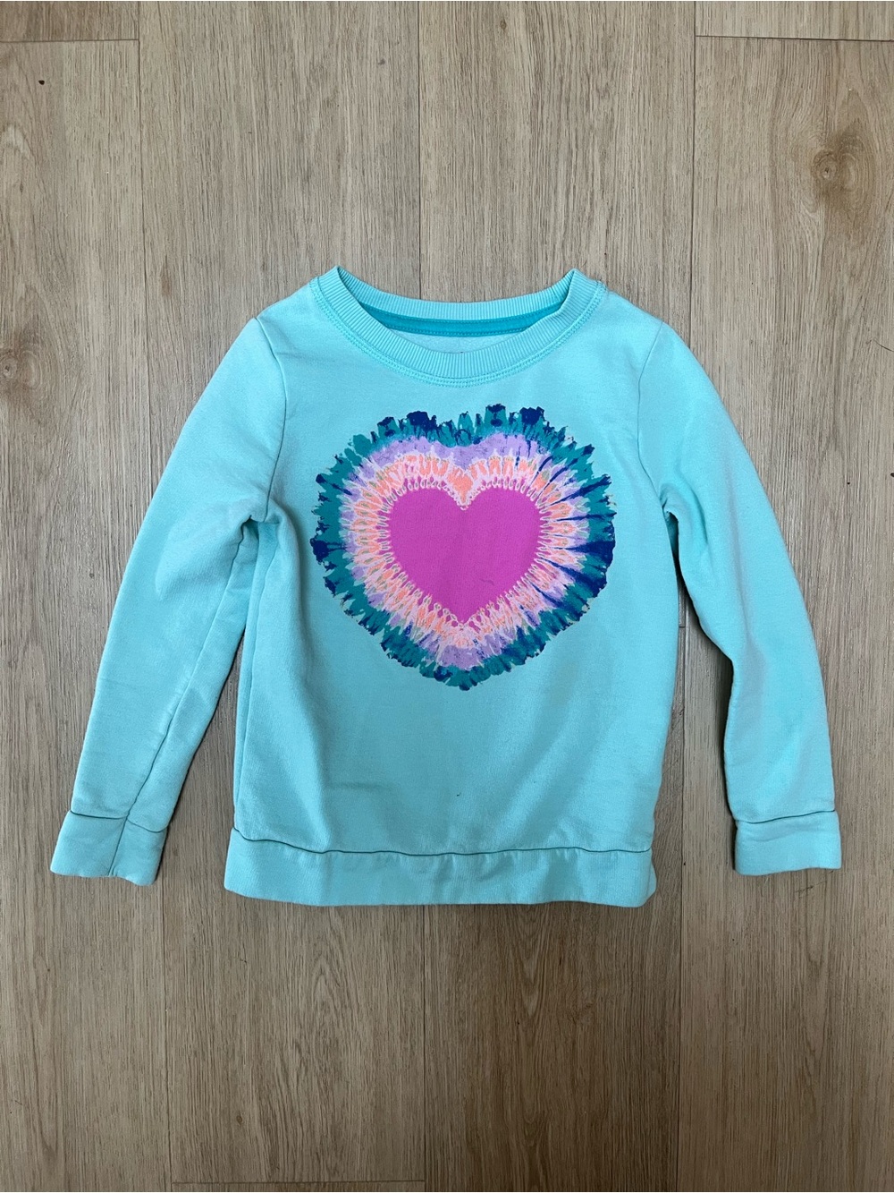 Cat & Jack Aqua Sweatshirt with Pink Heart Tie-Dye Graphic